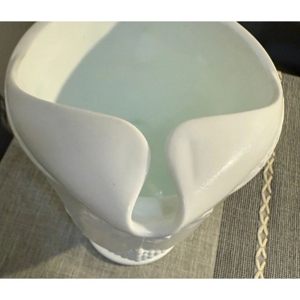 🍇 Vintage Indiana Colony Harvest Milk Glass Pitcher | White Grape & Vine | 10”